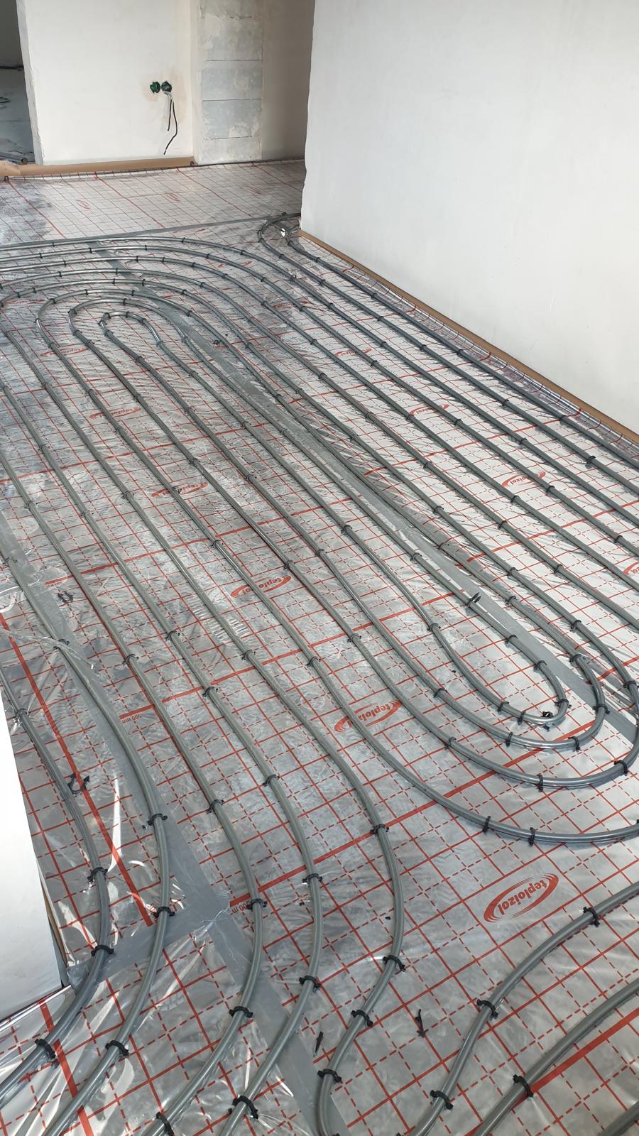 PEX tubing layout for radiant floor heating